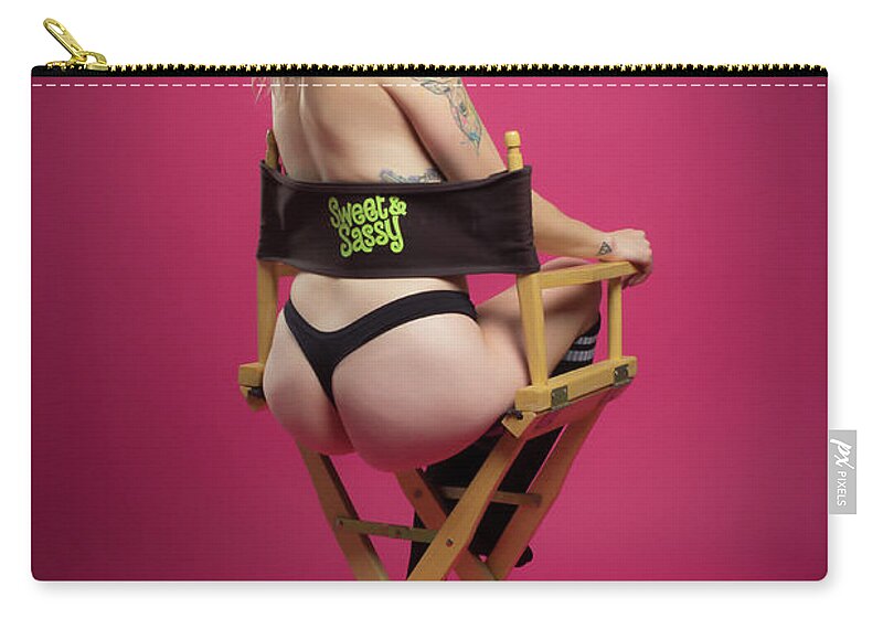 Implied Nude Zip Pouch featuring the photograph Danni #9 by La Bella Vita Boudoir
