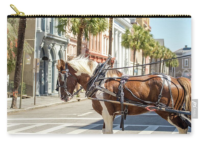 South Zip Pouch featuring the photograph Historic Charleston South Carolina Downtown Scenery #9 by Alex Grichenko