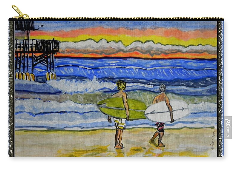 Surfing Zip Pouch featuring the painting Surf art #2 by W Gilroy