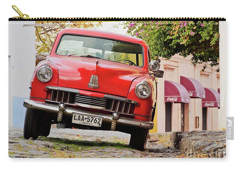 South America Zip Pouch featuring the photograph Vintage Car in Colonia del Sacramento, Uruguay #9 by Karol Kozlowski