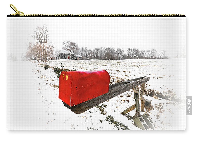 Red Zip Pouch featuring the photograph 90 In The Road by Jeff Cooper