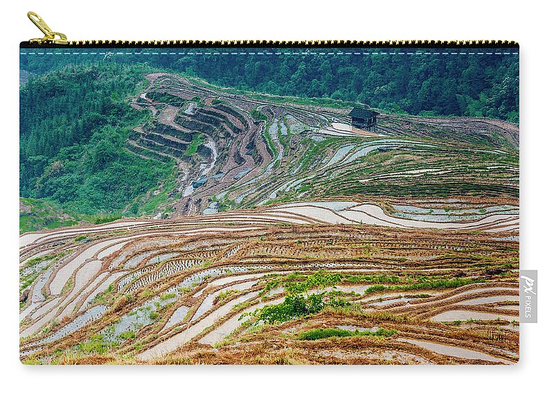 Terrace Zip Pouch featuring the photograph Longji terraced fields scenery #97 by Carl Ning