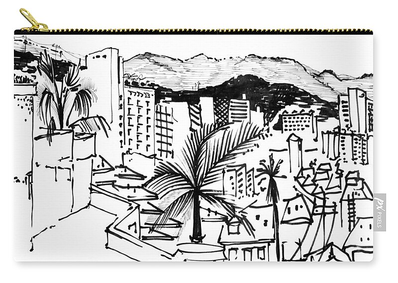 Sustainability Zip Pouch featuring the drawing 9.7.Big-City-2-detail-c by Charlie Szoradi
