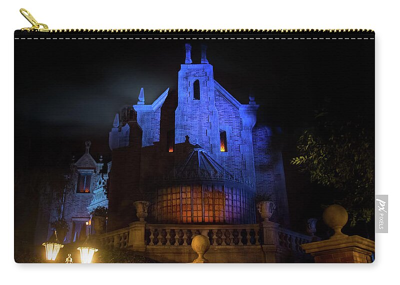 Magic Kingdom Zip Pouch featuring the photograph 999 Happy Haunts by Mark Andrew Thomas