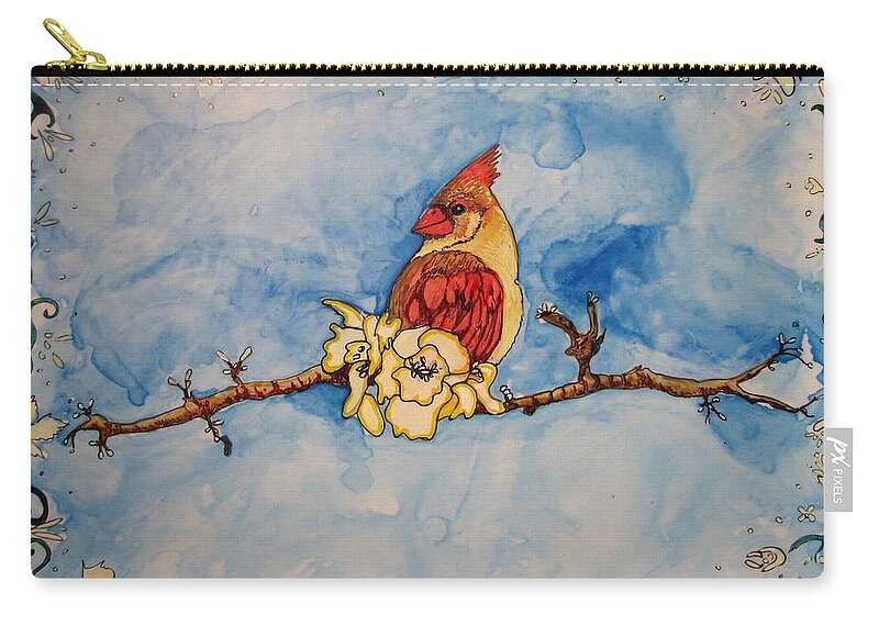 Cardinal Carry-all Pouch featuring the painting A Birds Delight by Patricia Arroyo