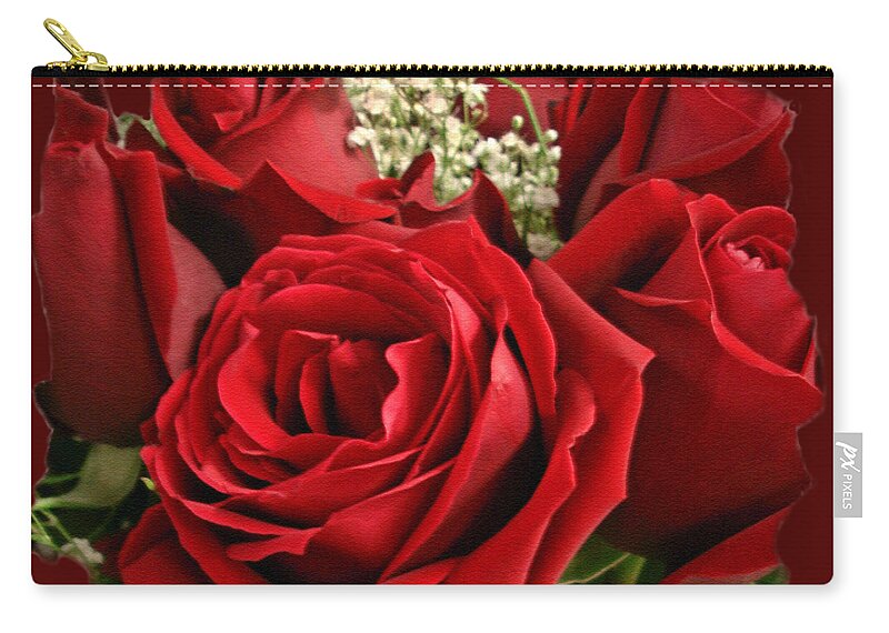 Rose Zip Pouch featuring the photograph A Bouquet of Red Roses by Sue Melvin