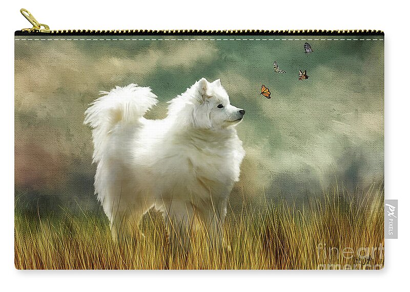 Dog Zip Pouch featuring the digital art A Brief Encounter by Lois Bryan