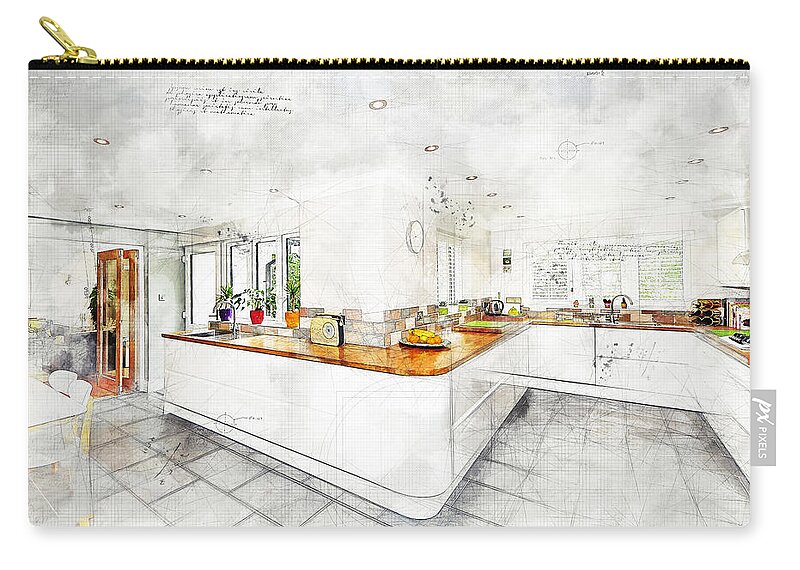 Kitchen Zip Pouch featuring the photograph A Bright White Kitchen by Anthony Murphy