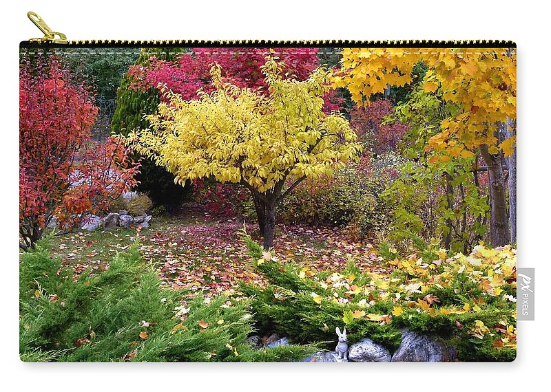 A Colorful Fall Corner Zip Pouch featuring the photograph A Colorful Fall Corner by Will Borden