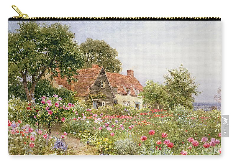 The Cottar's Pride Zip Pouch featuring the painting A Cottage Garden by Henry Sutton Palmer