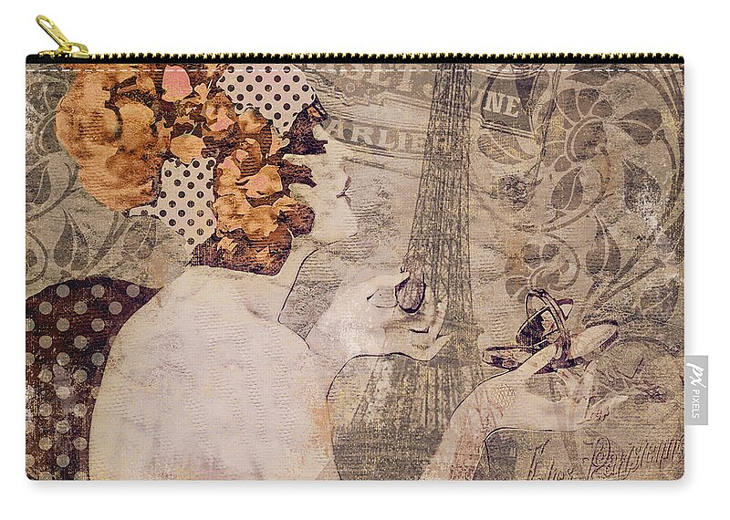 Paris Zip Pouch featuring the painting A Date with Paris II by Mindy Sommers