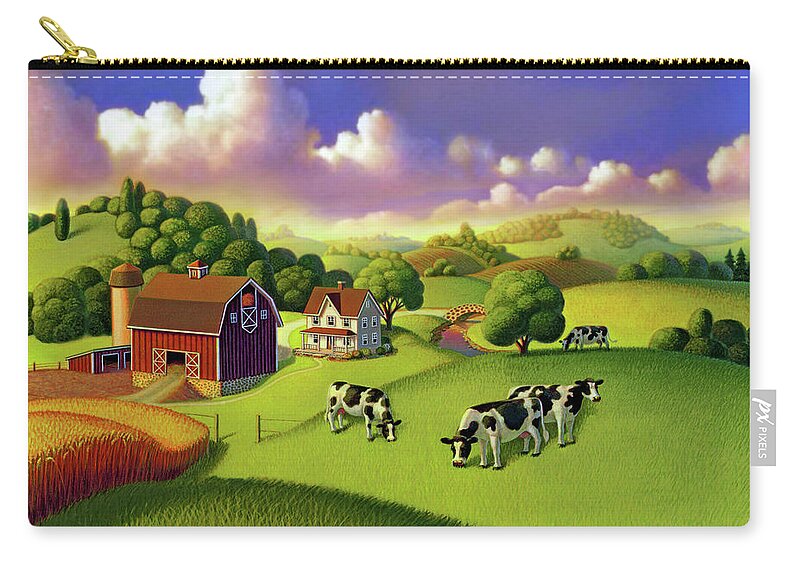 Farm Scene Zip Pouch featuring the painting A Day on the Farm by Robin Moline