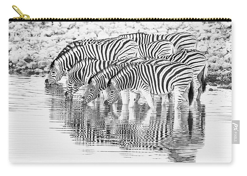 Africa Zip Pouch featuring the photograph A family that drinks together. by Usha Peddamatham