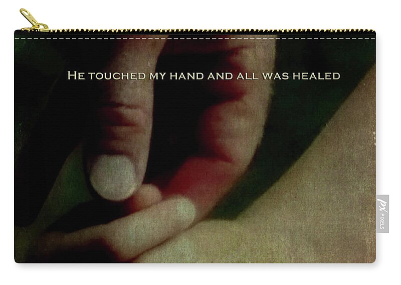 Hands Zip Pouch featuring the photograph A Fathers Touch All Was Healed by Lesa Fine