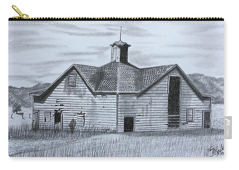 Carriage House Zip Pouch featuring the drawing A Forgotten Past by Tony Clark