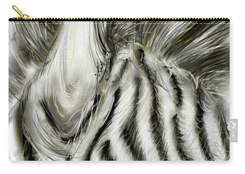 Zebra Zip Pouch featuring the digital art A friend for lunch two by Darren Cannell