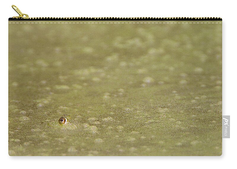 Amphibian Carry-all Pouch featuring the photograph A Frogs Eye in Pond Muck by John Harmon