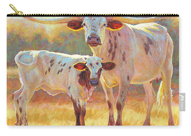 Longhorn Zip Pouch featuring the pastel A Future Promise by Rita Kirkman