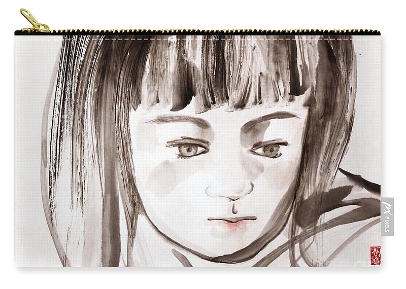 Japanese Zip Pouch featuring the painting A Girl by Fumiyo Yoshikawa