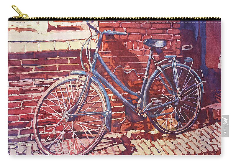 Bicycle Zip Pouch featuring the painting A Girl's Best Friend by Jenny Armitage