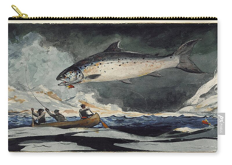 Winslow Homer Zip Pouch featuring the painting A good pool. Saguenay River by Winslow Homer