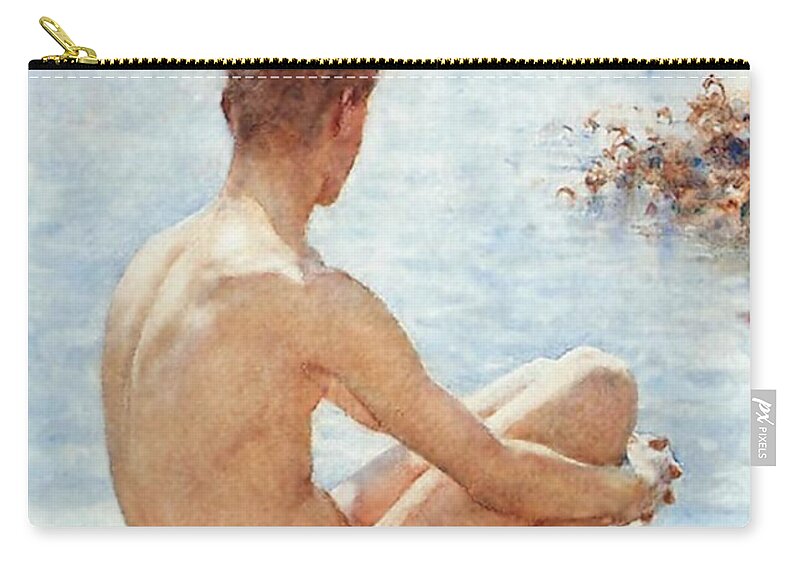 Holiday Carry-all Pouch featuring the painting A Holiday by Henry Scott Tuke