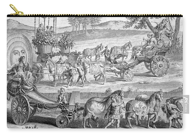 A J Defehrt Zip Pouch featuring the drawing Chariot of Apollo by A J Defehrt