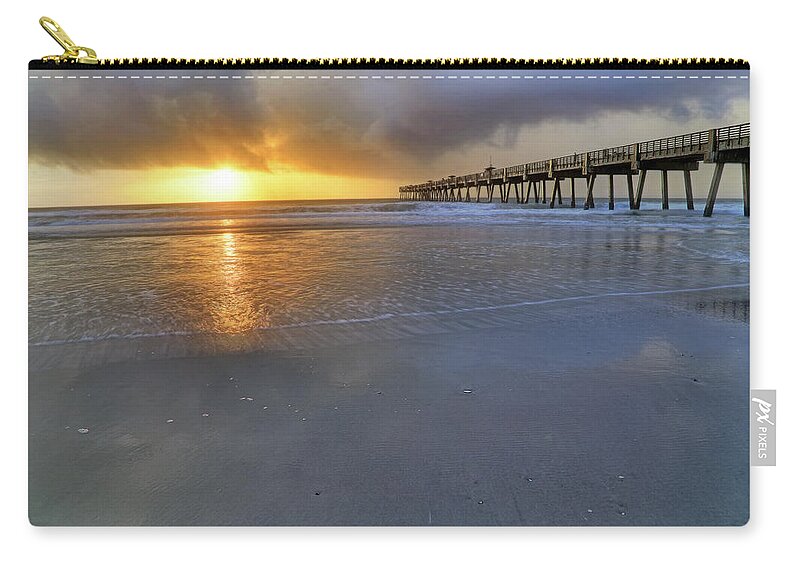 Florida Zip Pouch featuring the photograph A Jacksonville Beach Sunrise - Florida - Ocean - Pier by Jason Politte