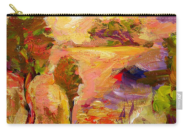 Abstract Paintings Zip Pouch featuring the painting A Joyous Landscape by Julianne Felton