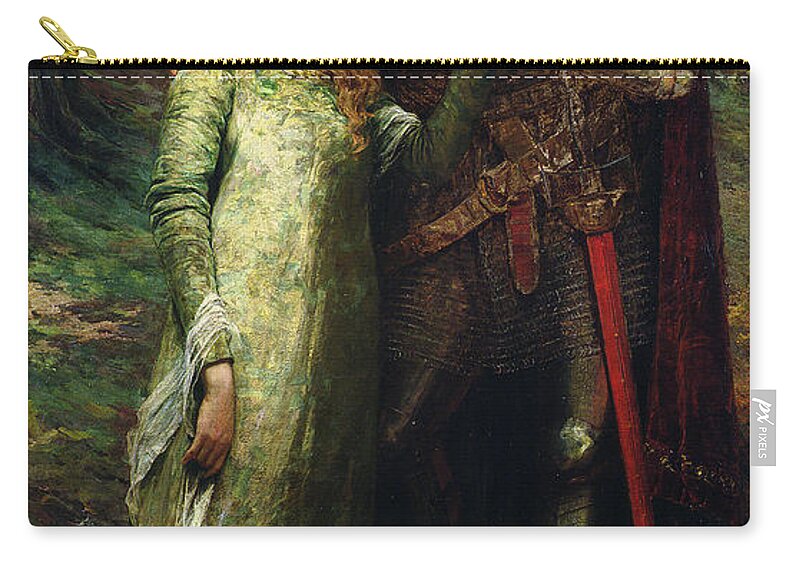 A Knight And His Lady Zip Pouch featuring the painting A knight and his lady by William G Mackenzie