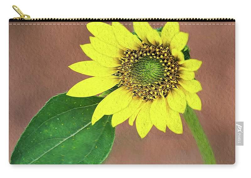 Sunflower Zip Pouch featuring the photograph A Little Lean by Art Cole