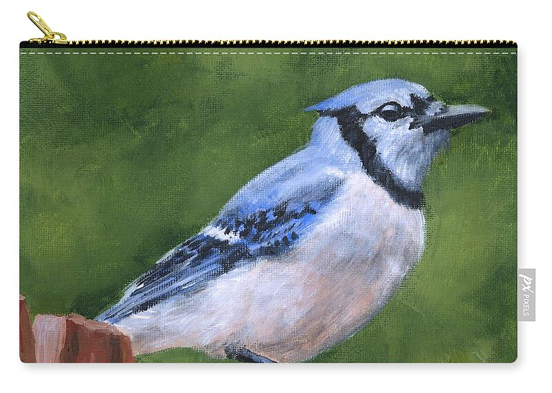 Blue Jay Zip Pouch featuring the painting A Little Piece of Sky by Brandy Woods
