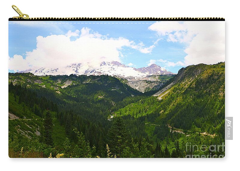  Rainier Zip Pouch featuring the photograph A Majestic View by Christiane Schulze Art And Photography