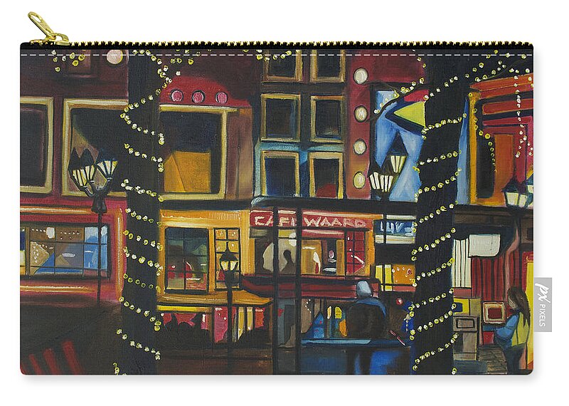 Cityscape Carry-all Pouch featuring the painting A Moment in Dam by Patricia Arroyo