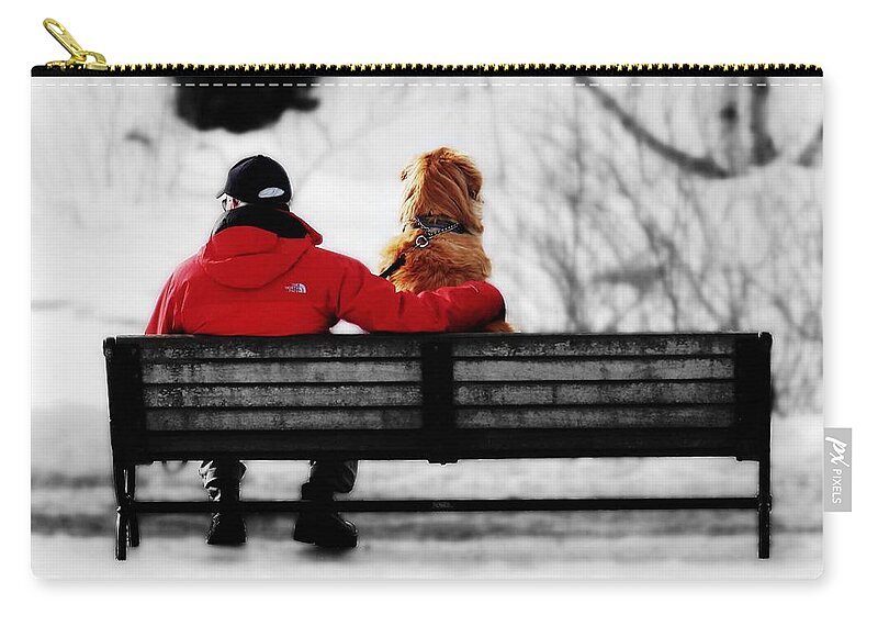 Dog Zip Pouch featuring the photograph A Moment With Friend by Zinvolle Art