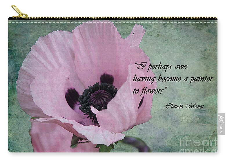 Pink Zip Pouch featuring the photograph A Monet Poppy by Nina Silver