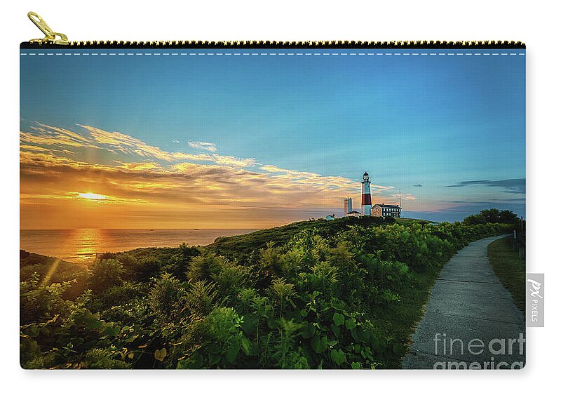 Long Island Fine Art Photography Zip Pouch featuring the photograph A Montauk Lighthouse Sunrise by Alissa Beth Photography