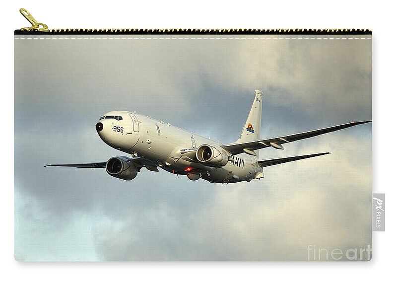 Exercise Bold Alligator Zip Pouch featuring the photograph A P-8a Poseidon In Flight by Stocktrek Images