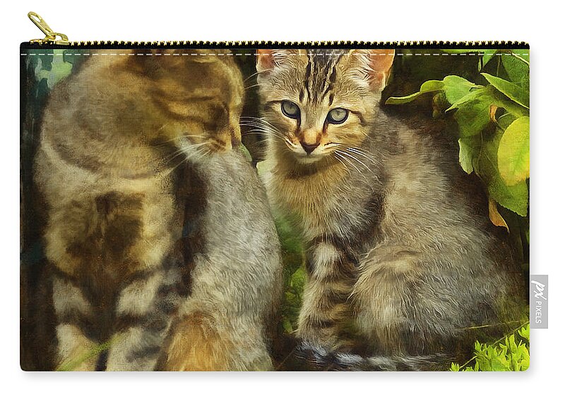 Cat Zip Pouch featuring the digital art A Pair of Feral Cats by JGracey Stinson