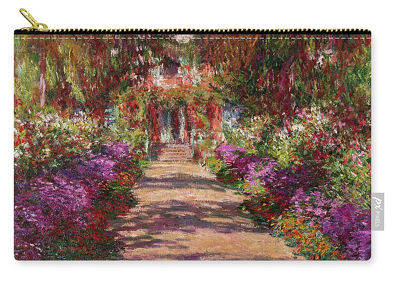 Pathway Carry-all Pouch featuring the painting A Pathway in Monets Garden Giverny by Claude Monet