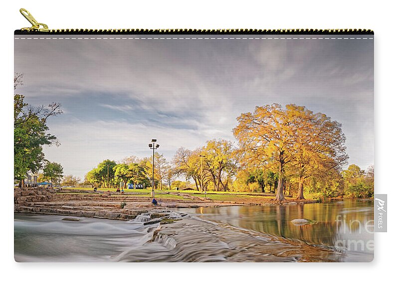 San Marcos Zip Pouch featuring the photograph A Peaceful Fall Afternoon at Rio Vista Dam Park - San Marcos Hays County Texas Hill Country by Silvio Ligutti