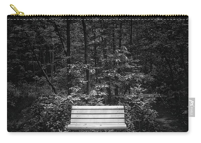 Black And White Zip Pouch featuring the photograph A Place to Sit by Scott Norris