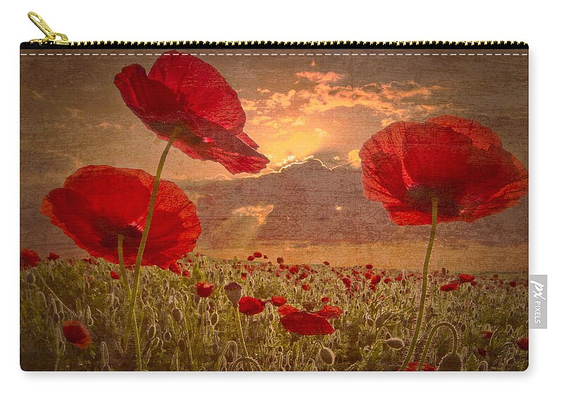 Appalachia Zip Pouch featuring the photograph A Poppy Kind of Morning by Debra and Dave Vanderlaan