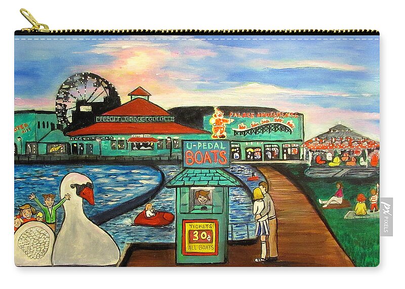 Asbury Park Art Carry-all Pouch featuring the painting A Postcard Memory by Patricia Arroyo