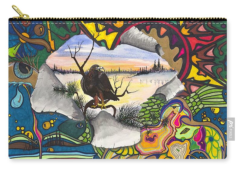 Hole Zip Pouch featuring the painting A punch through by Darren Cannell