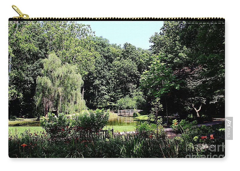 Jmu Arboretum Zip Pouch featuring the photograph A Quiet Place by Allen Nice-Webb