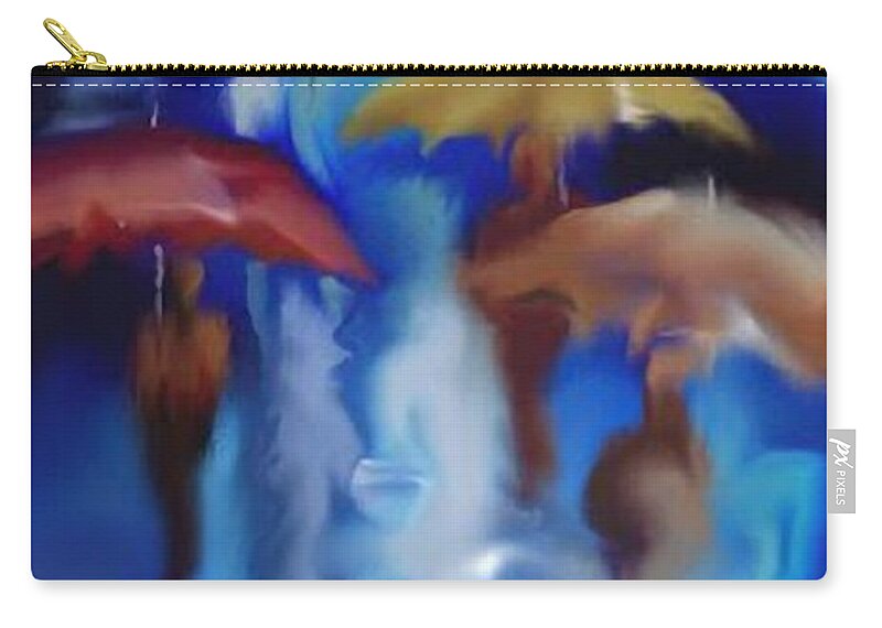 Paris Zip Pouch featuring the digital art A rainy day in Paris by Darren Cannell