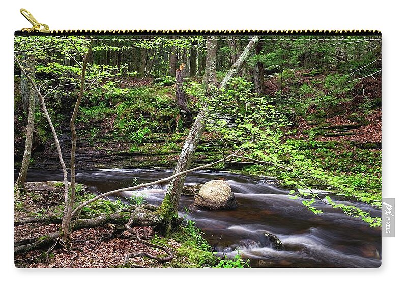 Waterfall Zip Pouch featuring the photograph A Rather Peaceful Corner by Allan Van Gasbeck