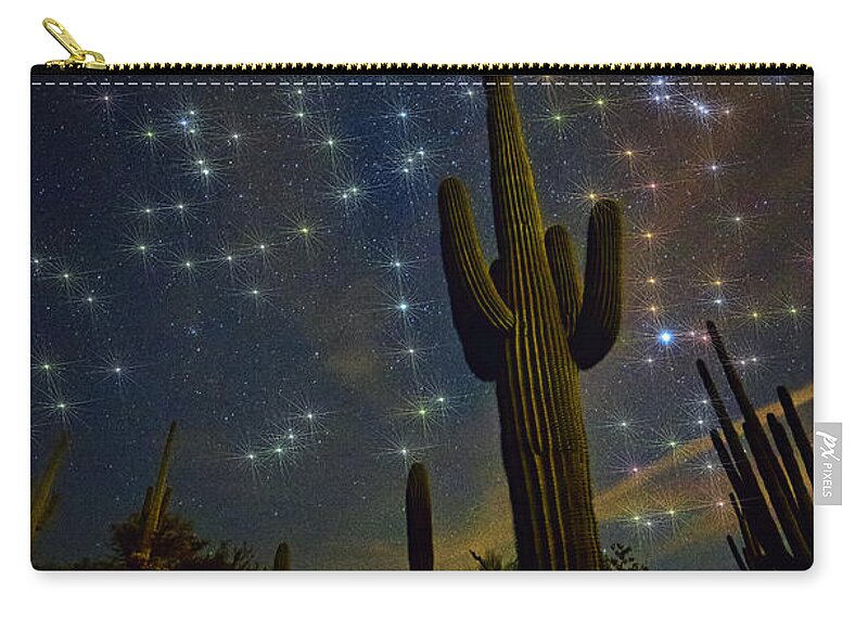 Night Skies Zip Pouch featuring the photograph A Starry Desert Evening by Saija Lehtonen