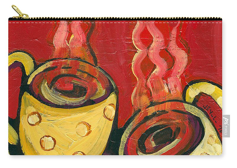 Coffee Zip Pouch featuring the painting A Steaming Romance by Jennifer Lommers